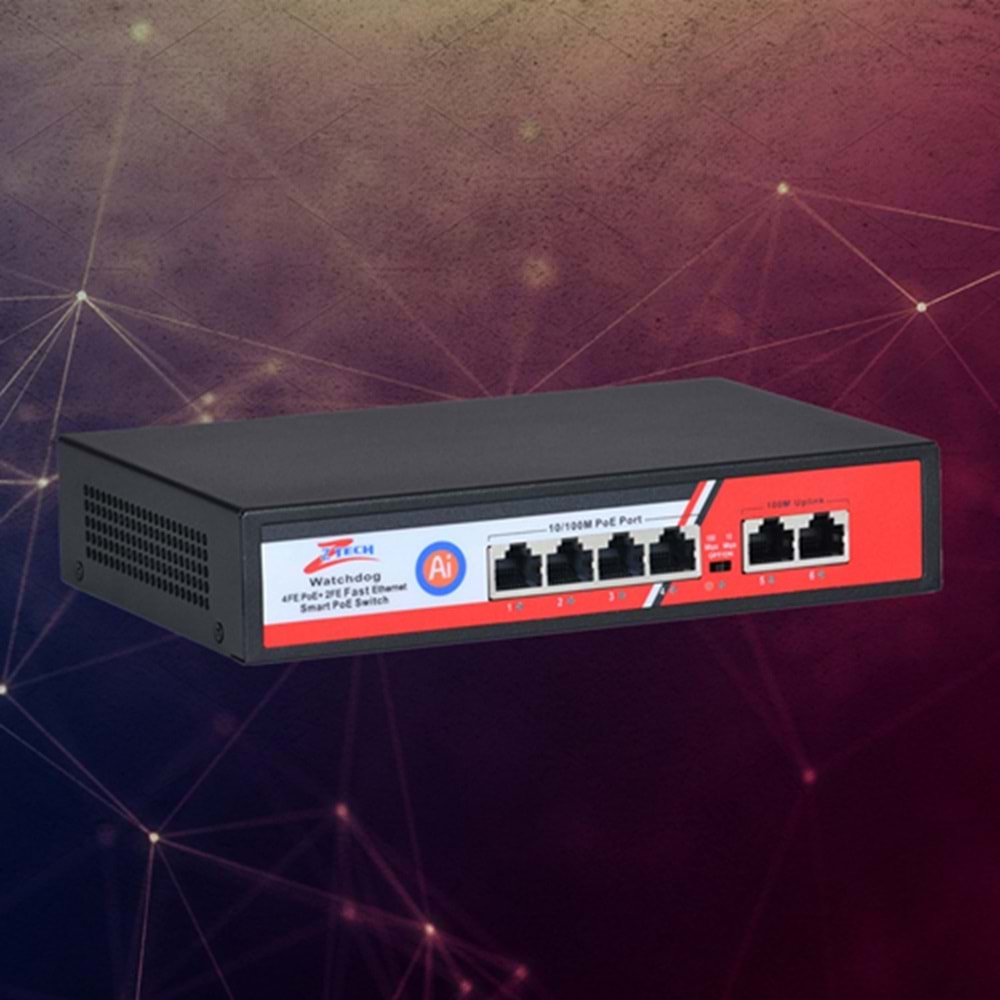 ZTECH ZR-1004 4+2 POE SWİTCH 78w (KOLİ ADET 28)