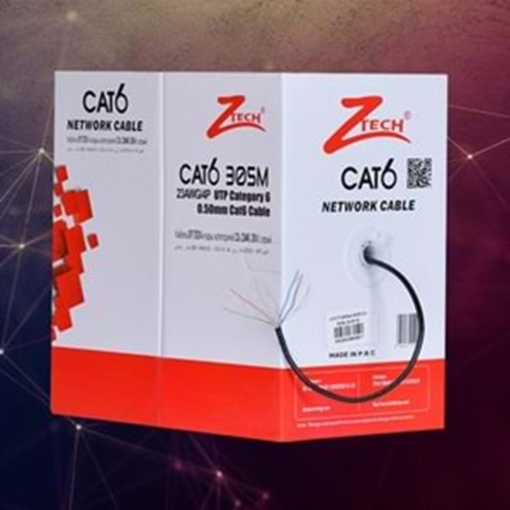 ZTECH ZR-769 SİYAH İNDOOR 23AWG 305M CAT6 KABLO